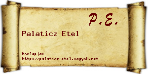 Palaticz Etel névjegykártya